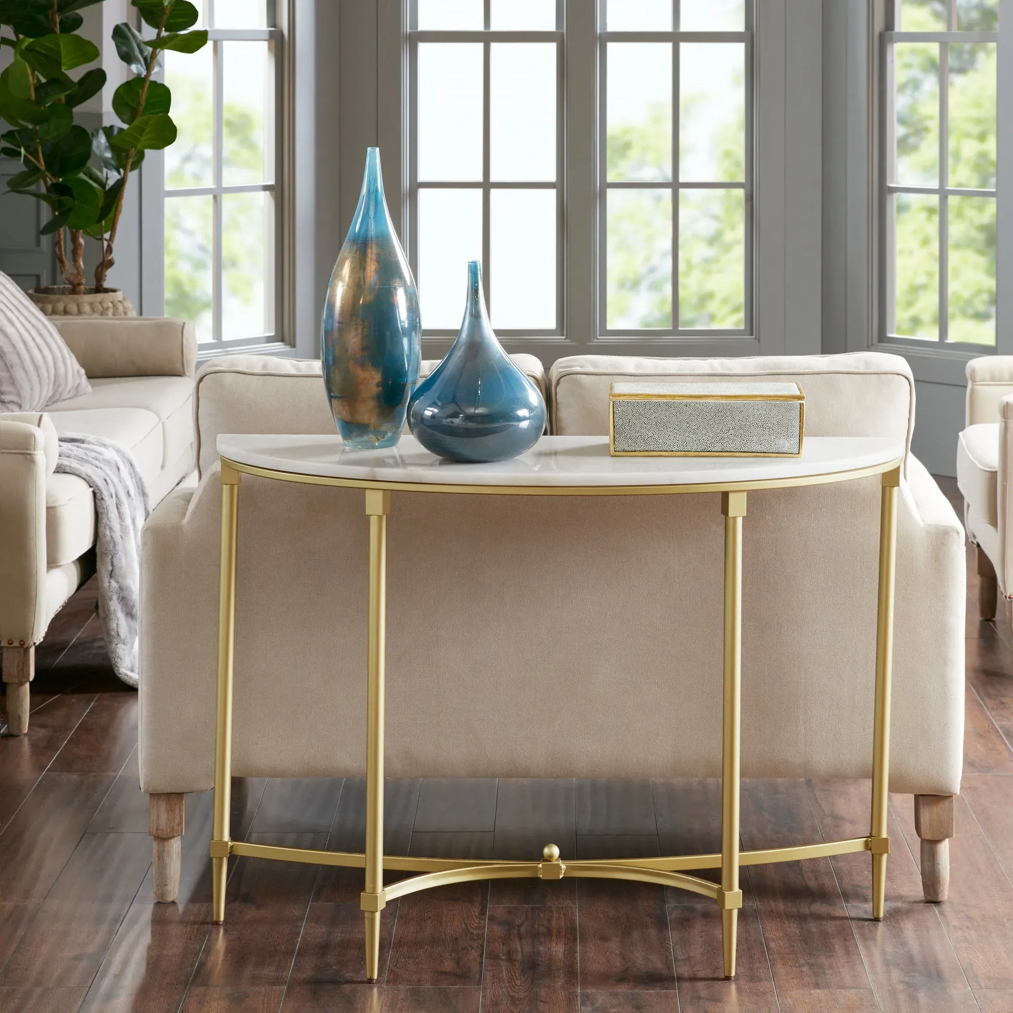 Bordeaux Console Table - White Marble, Gold Metal product