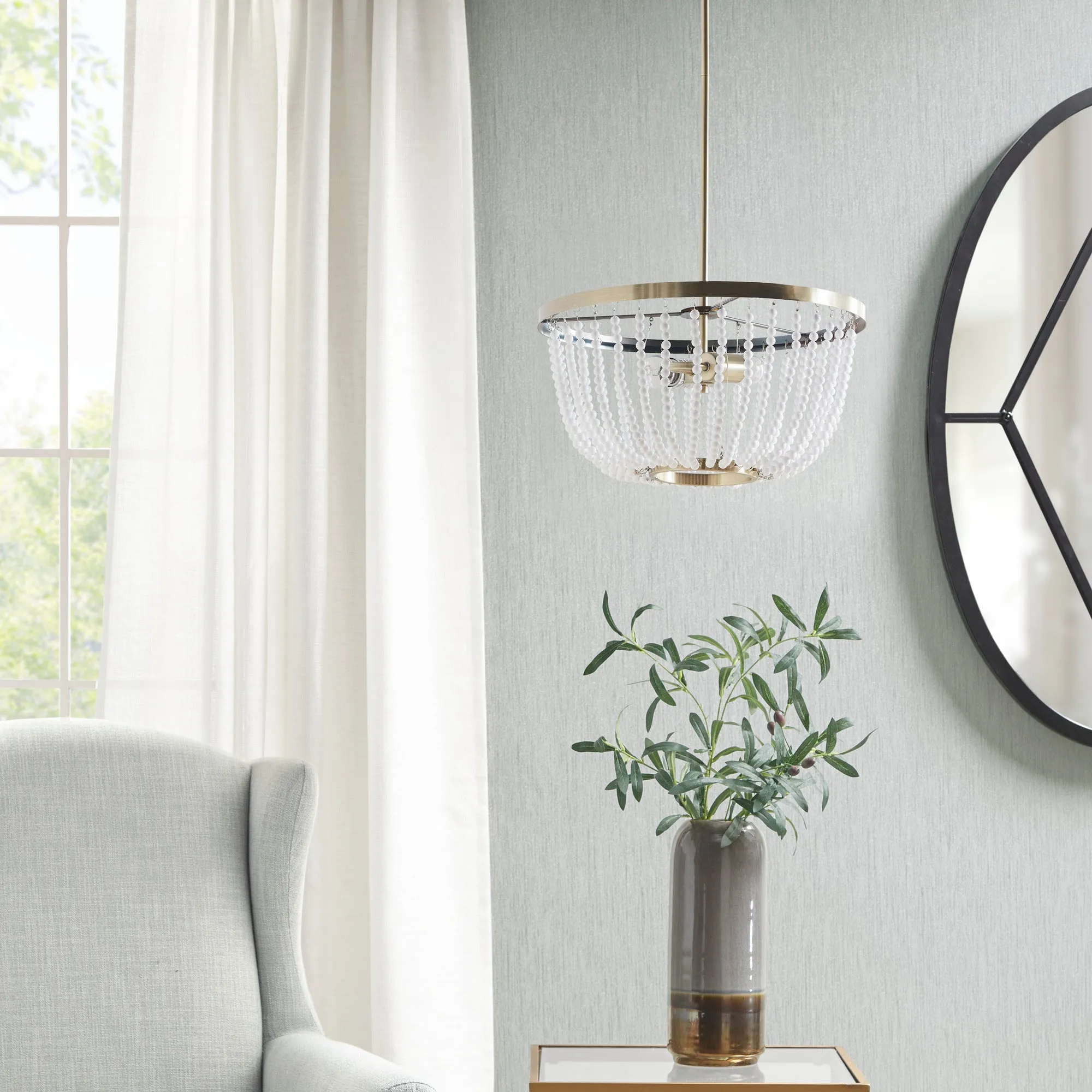Melrose 2-Light Beaded Chandelier - Antique Brass, Metal product