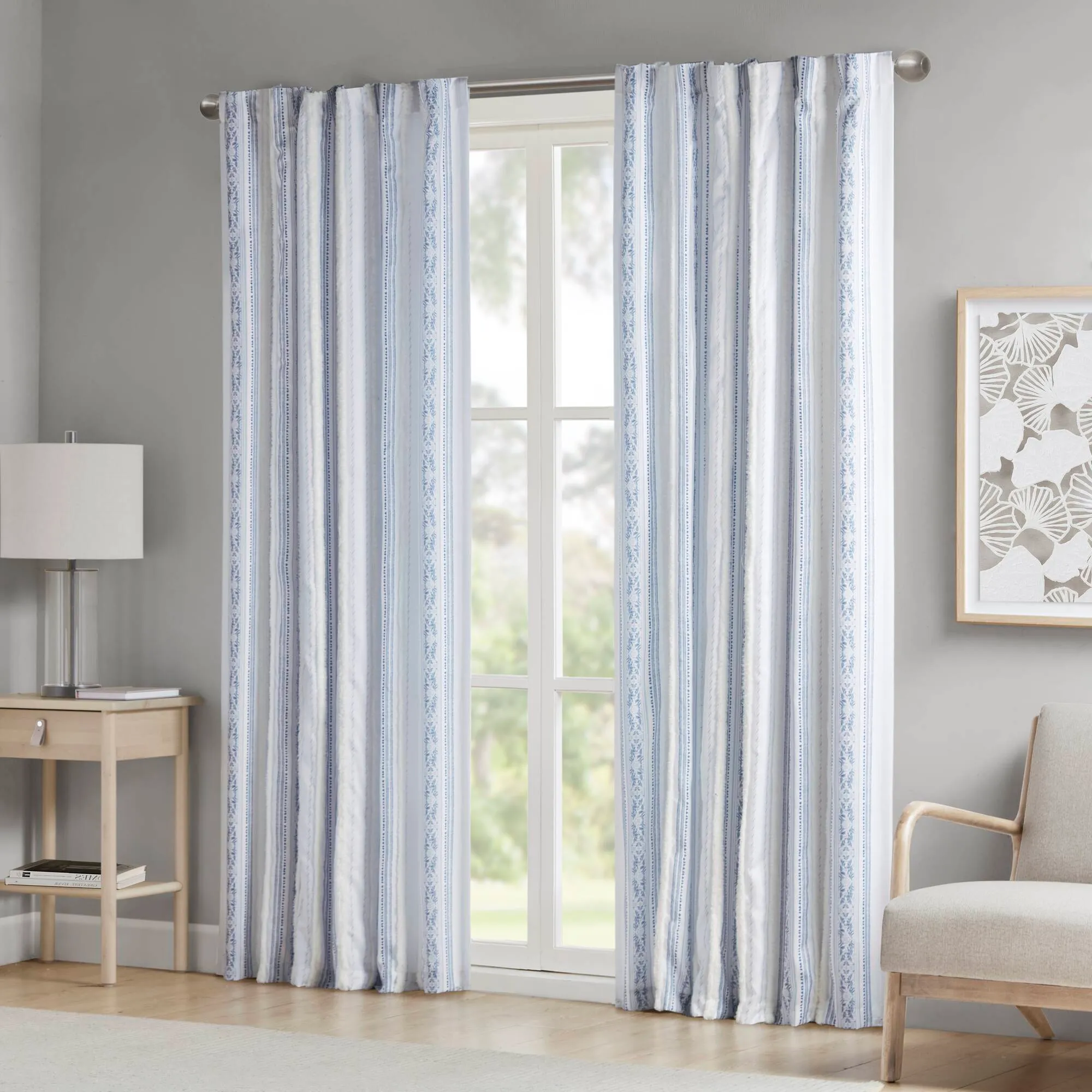 Veronica Curtain Panel with Tufted Stripe - Polyester product
