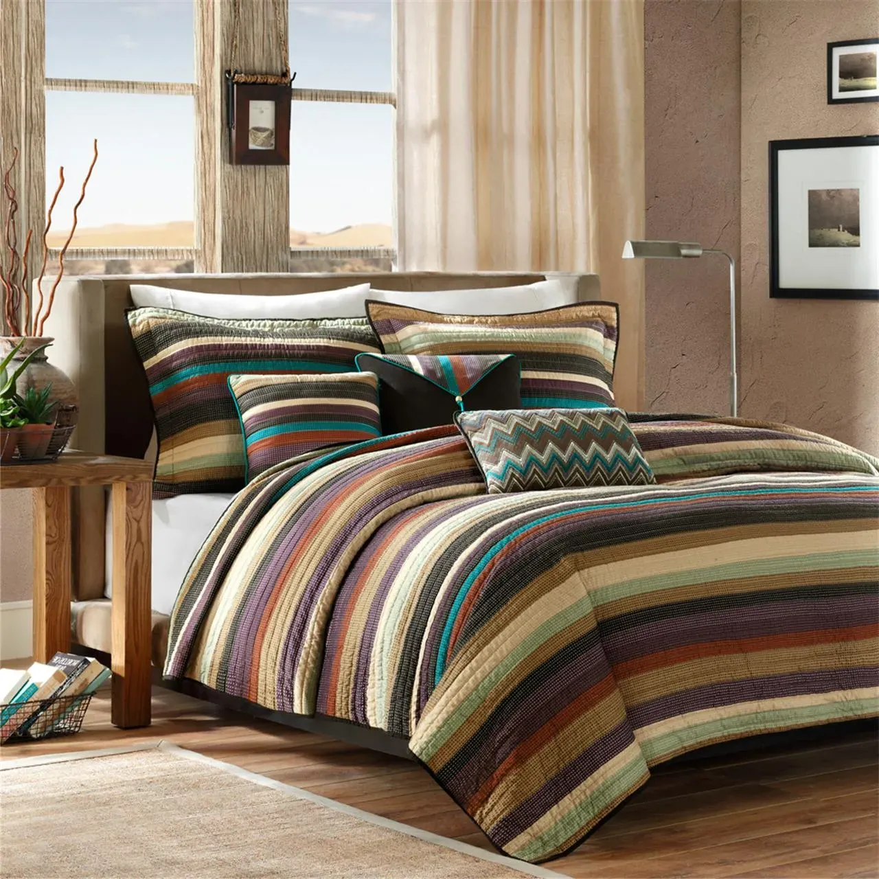 Yosemite Reversible Quilt Set with Throw Pillows - Polyester product