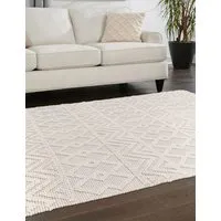 Asra Rectangular Rug with Geometric Pattern - Grey Marl, Pure Wool alternate view