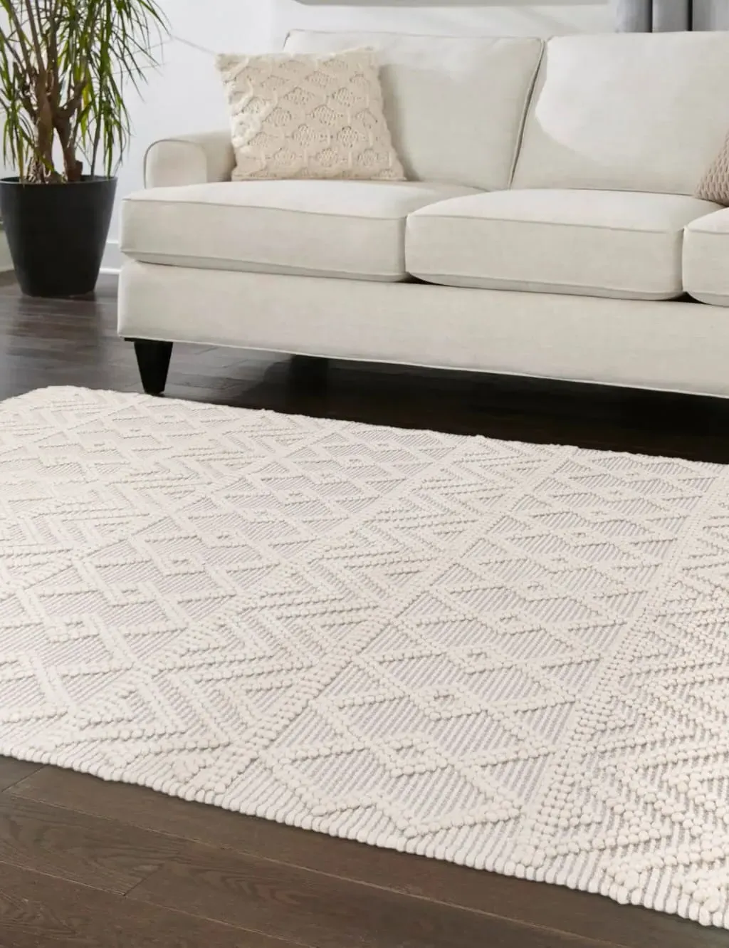 Asra Rectangular Rug with Geometric Pattern - Grey Marl, Pure Wool product