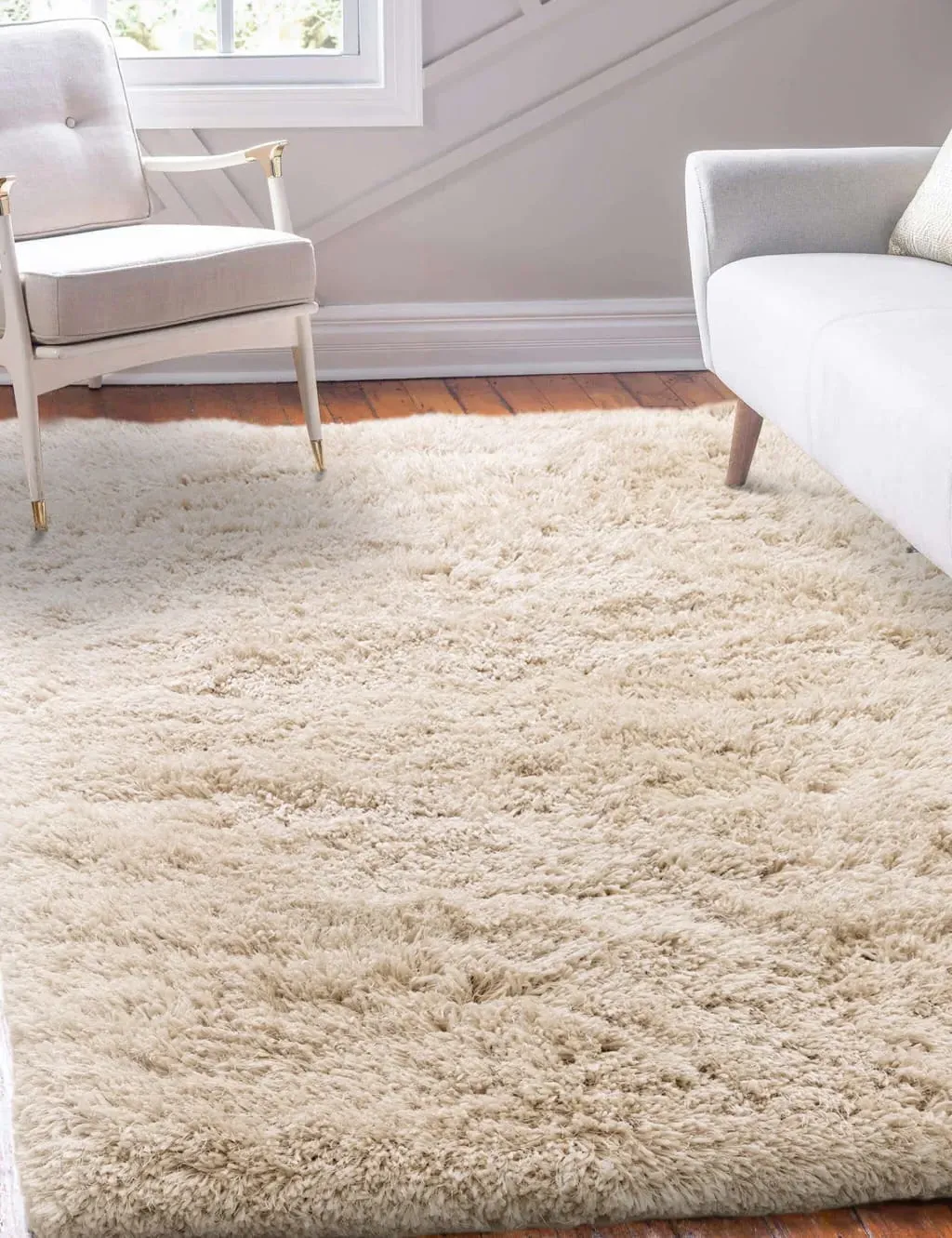 Fluffy Shaggy Rectangular Rug - Taupe product