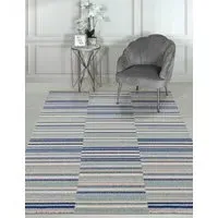 Muse Stripe Flat Pile Rug - Blue, Synthetic alternate view
