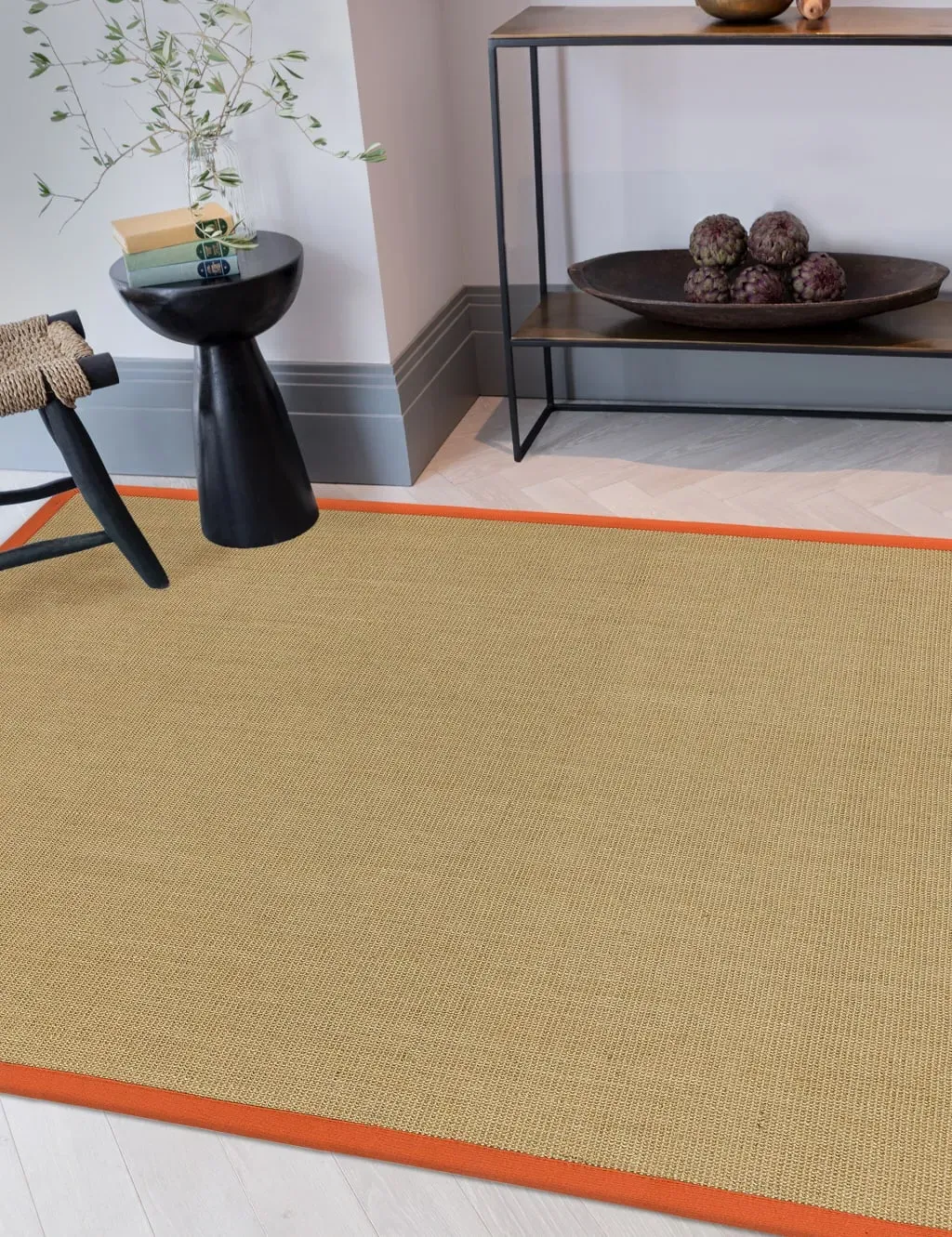 Sisal Rectangular Rug with Cotton Border - Beige product