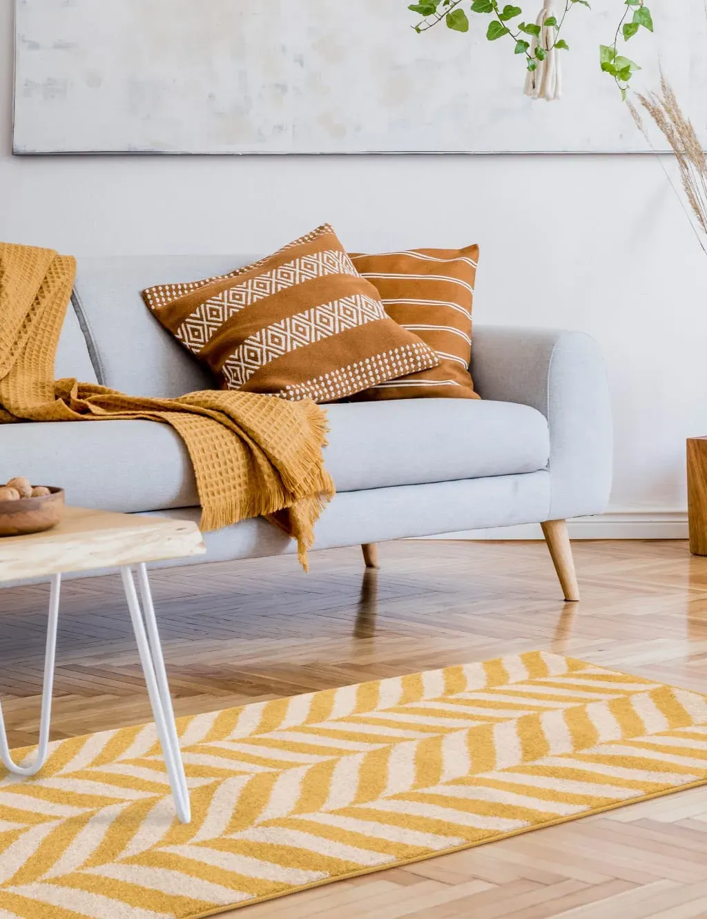 Muse Chevron Rug - Yellow, Synthetic product