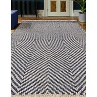 Vigo Geometric Area Rug with Fringe - Blue, Jute alternate view