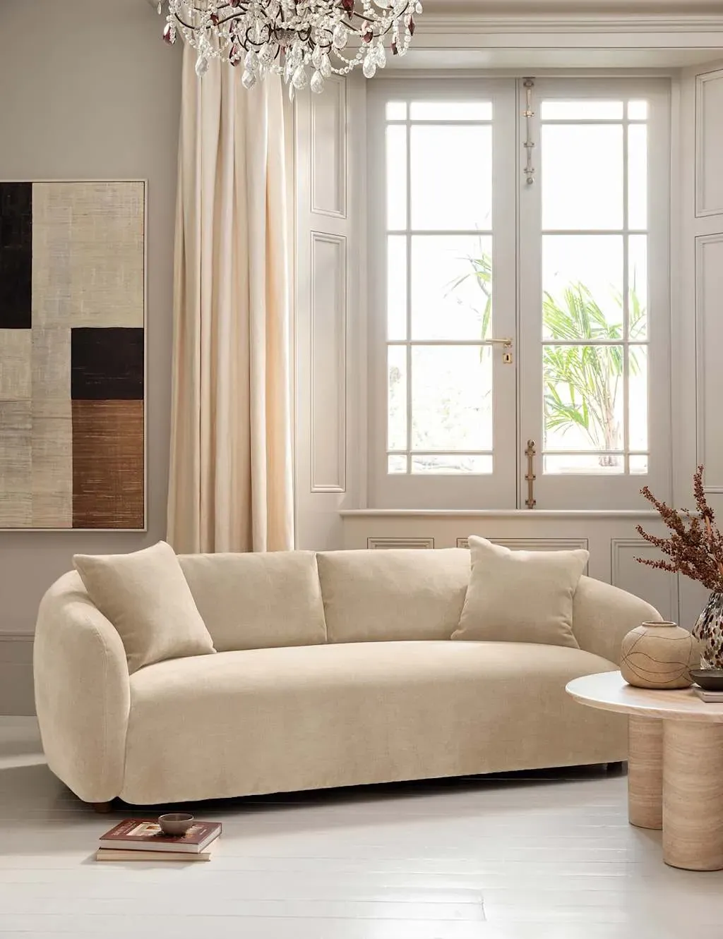 Cocoon Chenille 2-Seater Curved Sofa - Neutral product