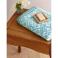 Aldin Geometric Towel - Blue Mix, Pure Cotton alternate view