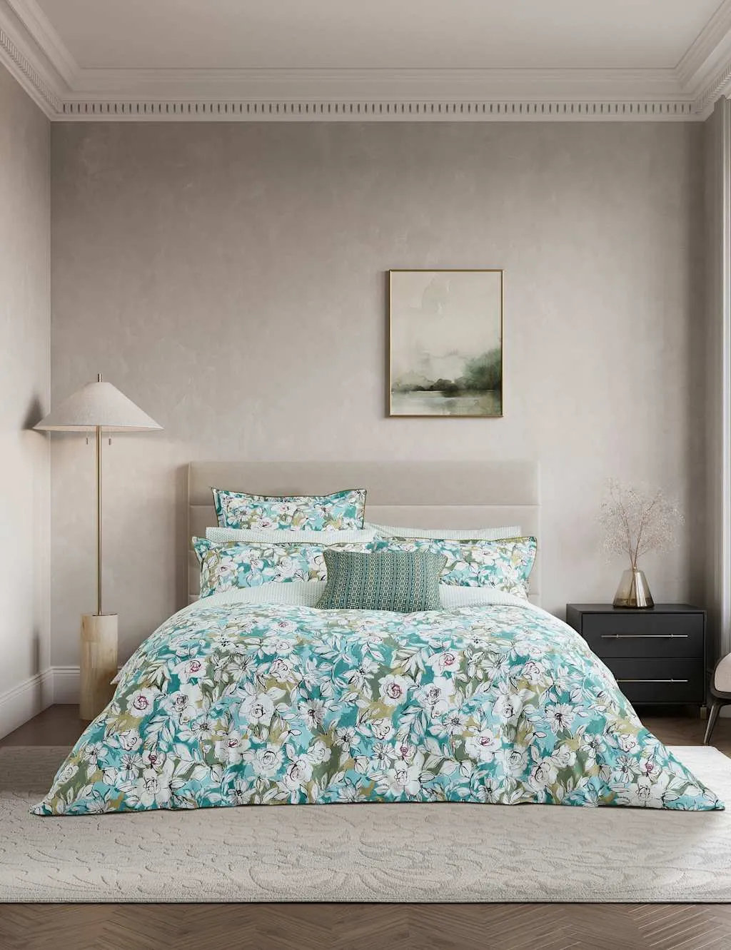 Azmi Floral Bedding Set - Blue Mix, Pure Cotton product