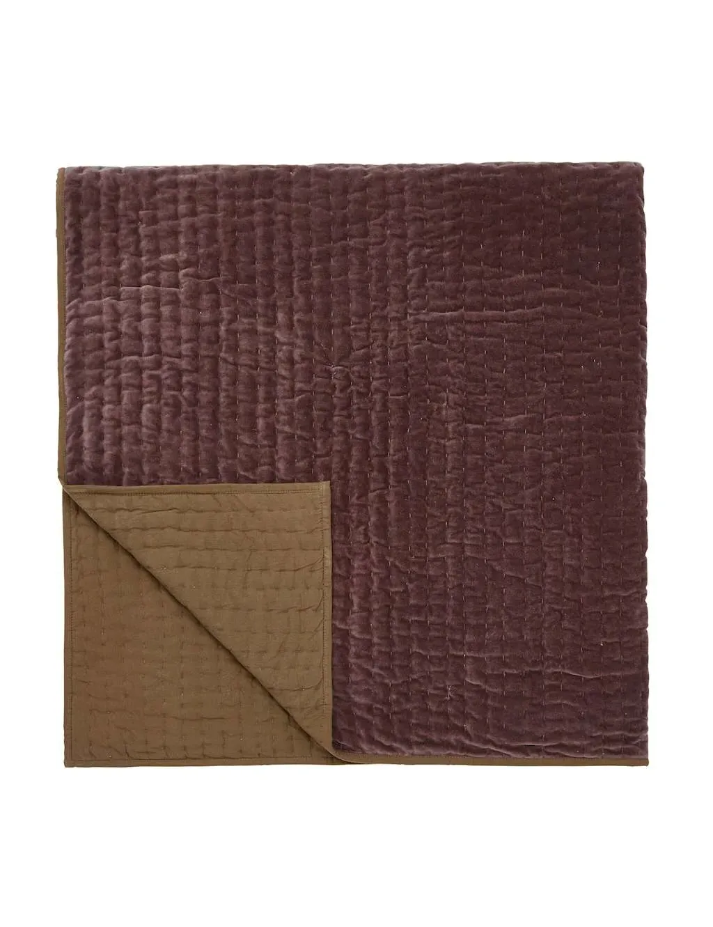 Elinor Quilted Throw - Brown, Velvet product