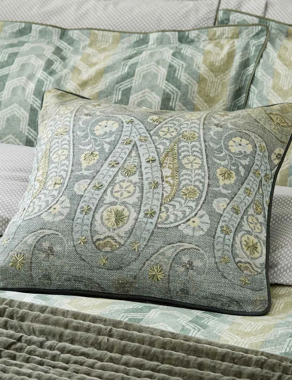Reya Emira Paisley Square Cushion - Blue Mix, Pure Cotton product