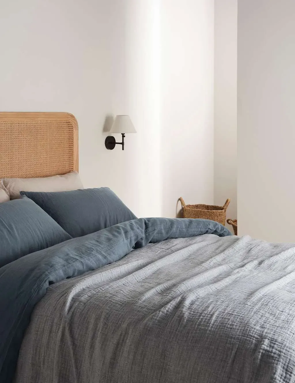 Linen Cotton Blend Textured Throw - Navy product