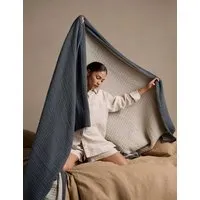 Reversible Extra Large Throw - Blue Mix, Pure Cotton alternate view