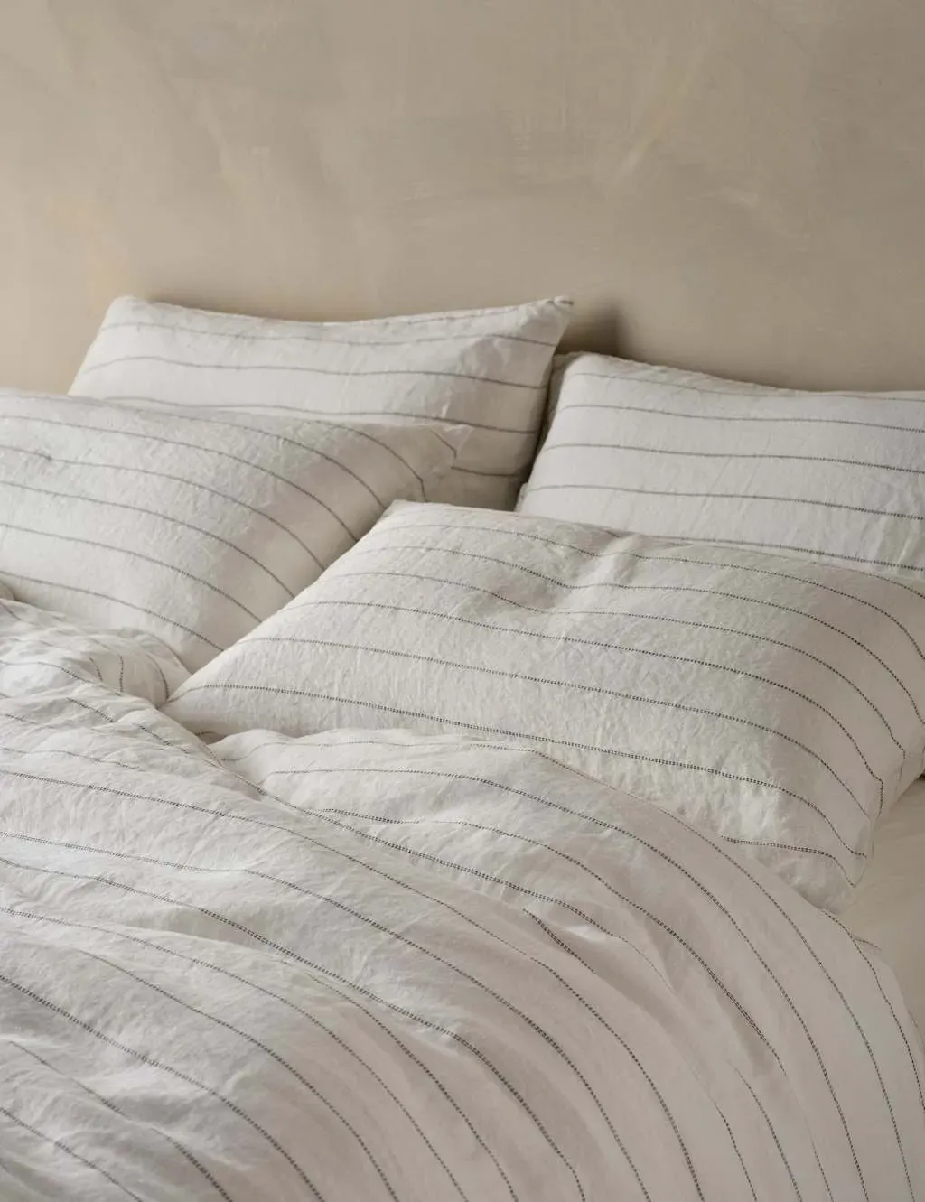 Striped Duvet Cover - White Mix, Linen product