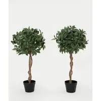 3ft Ball-Shape Artificial Bay Trees Set of 2 - Green alternate view