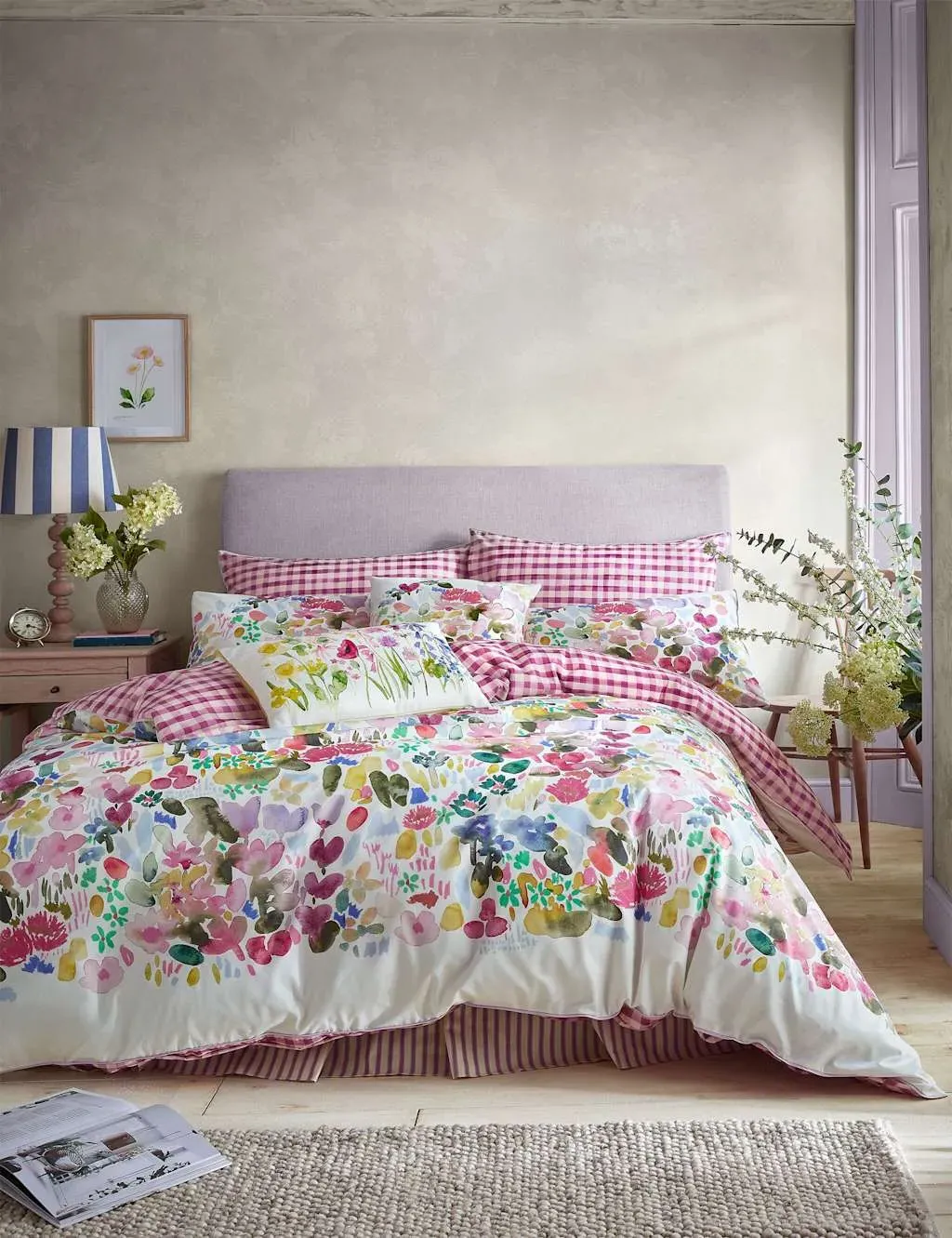 Flora Reversible Bedding Set - Pink Mix, Cotton Percale product