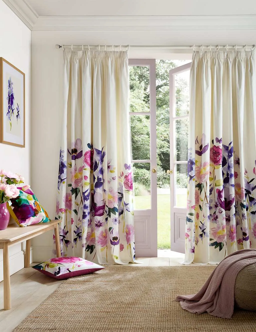 Taransay Pencil Pleat Curtains - Fuchsia Mix, Cotton product