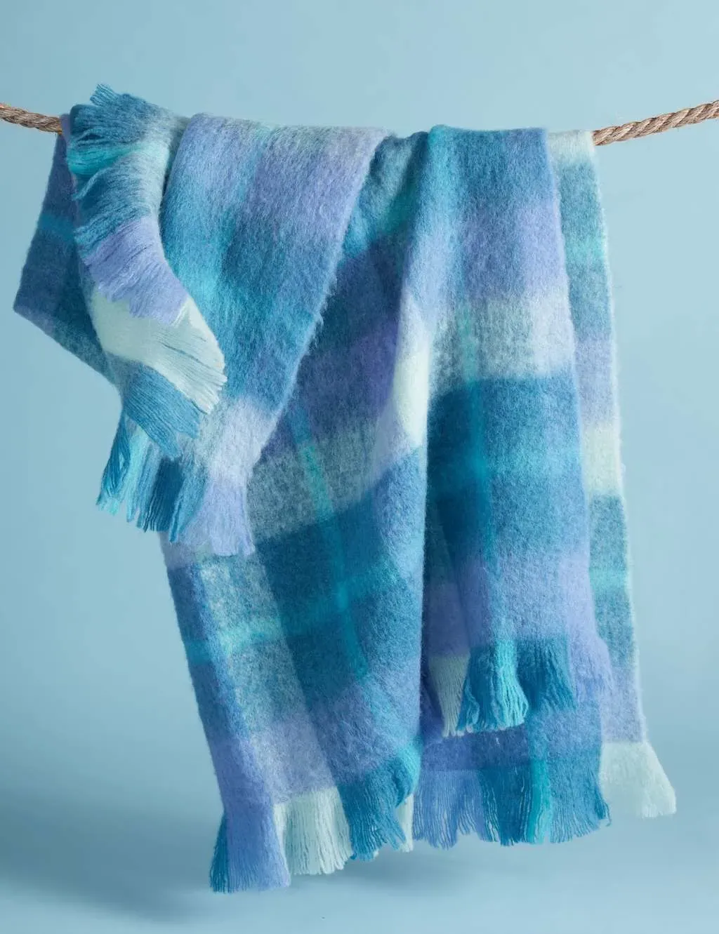 Wool Blend Highland Check Throw - Blue Mix product