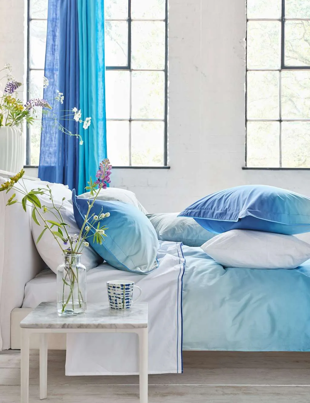 Pure Cotton 400 Thread Count Flat Sheet - Blue Mix product