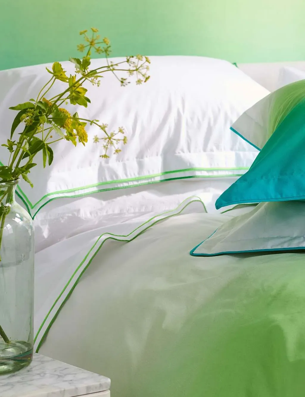 Pure Cotton 400 Thread Count Flat Sheet - Green Mix product