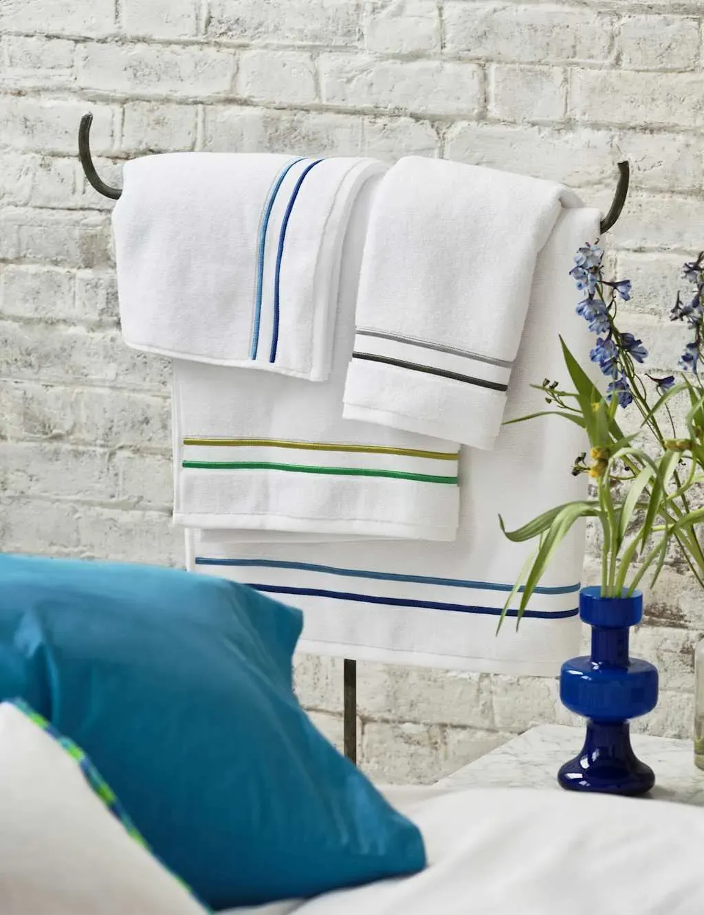 Pure Cotton Embroidered Towel - Blue Mix, Egyptian Cotton product