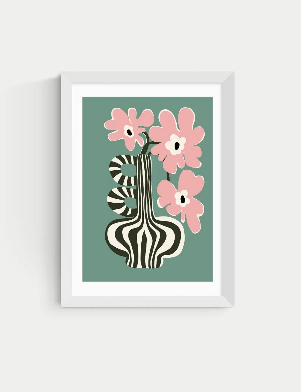 Miho Art Studio Floral Stripe Framed Print - White product