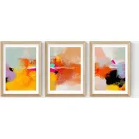 Ana Rut Bre Fire Triptych Framed Art Set - Natural alternate view