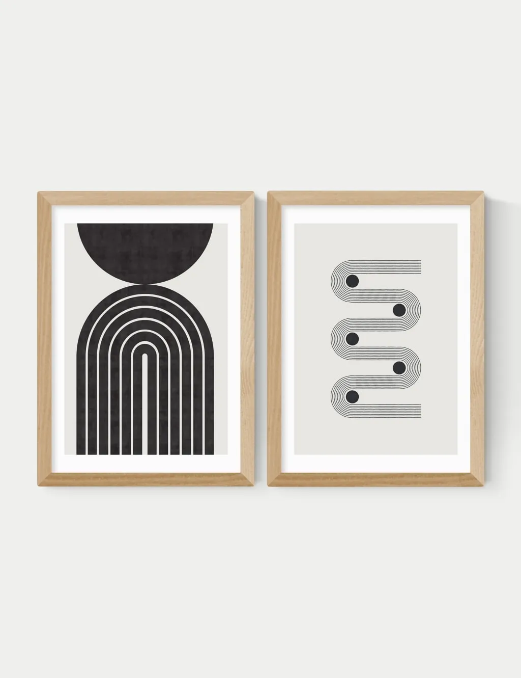 Retro Monochrome Twin Set Framed Art - Natural product