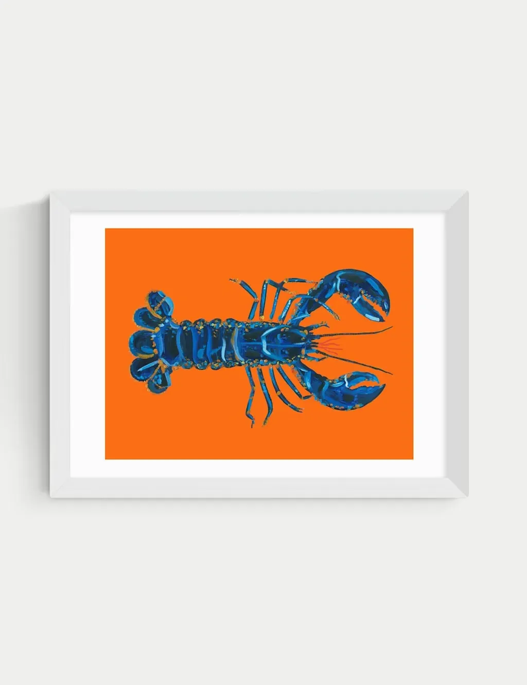 Alice Straker Lobster on Orange Framed Art Print - White product