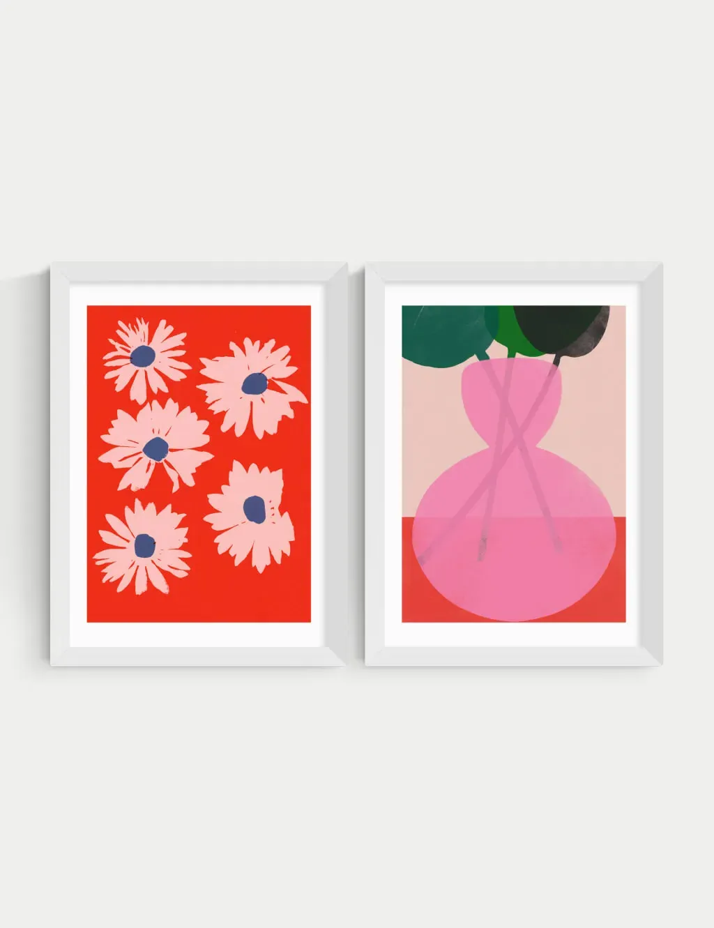 Garima Dhawan Red & Pink Floral Twin Set Framed Art - White product