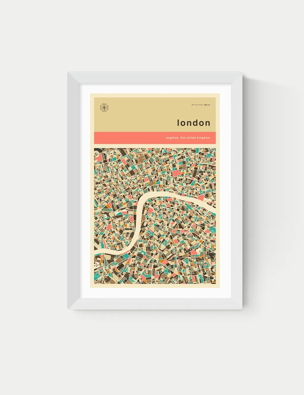 Jazzberry Blue London Streetguide Framed Art Print - White product