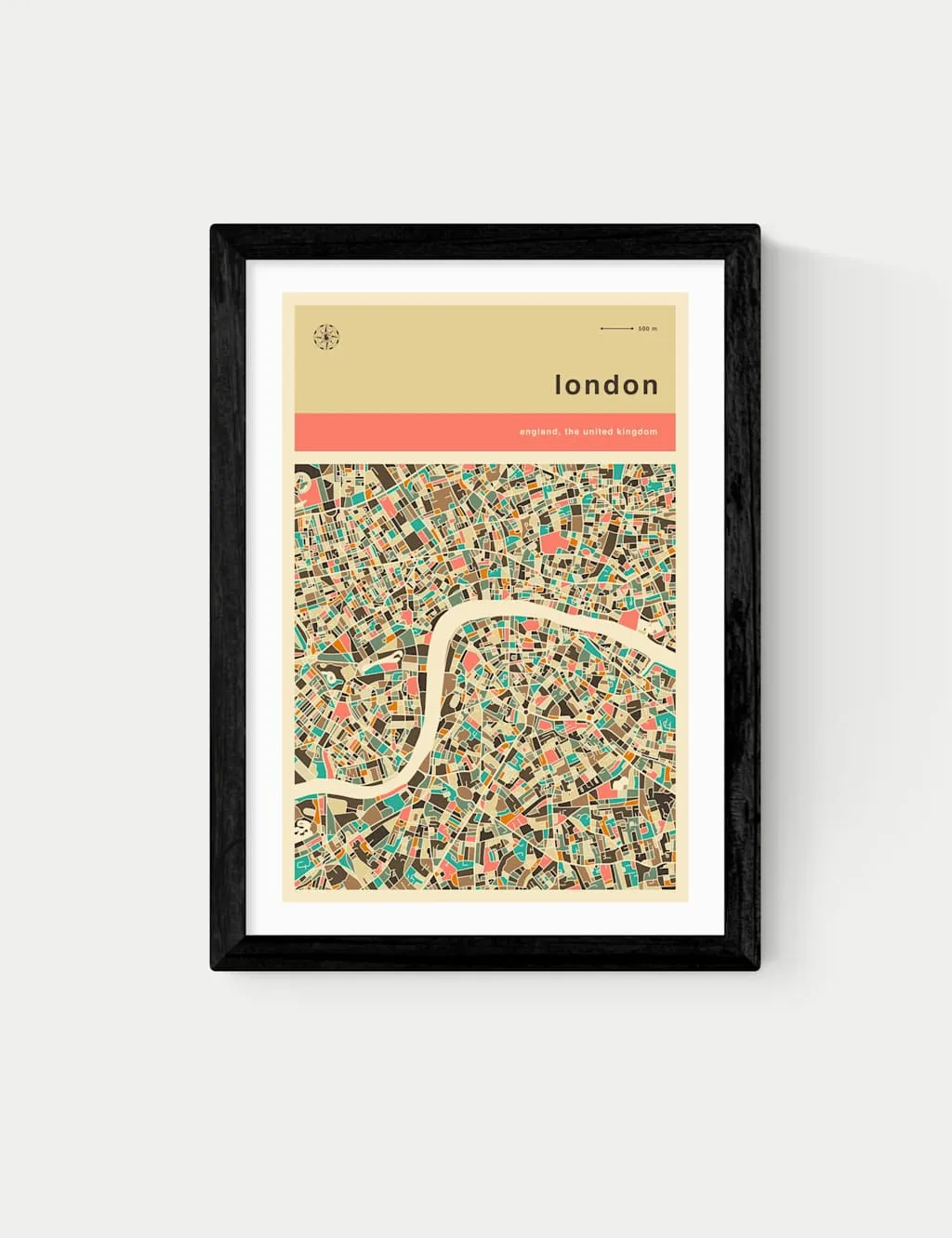 London Streetguide Framed Art Print - Black product