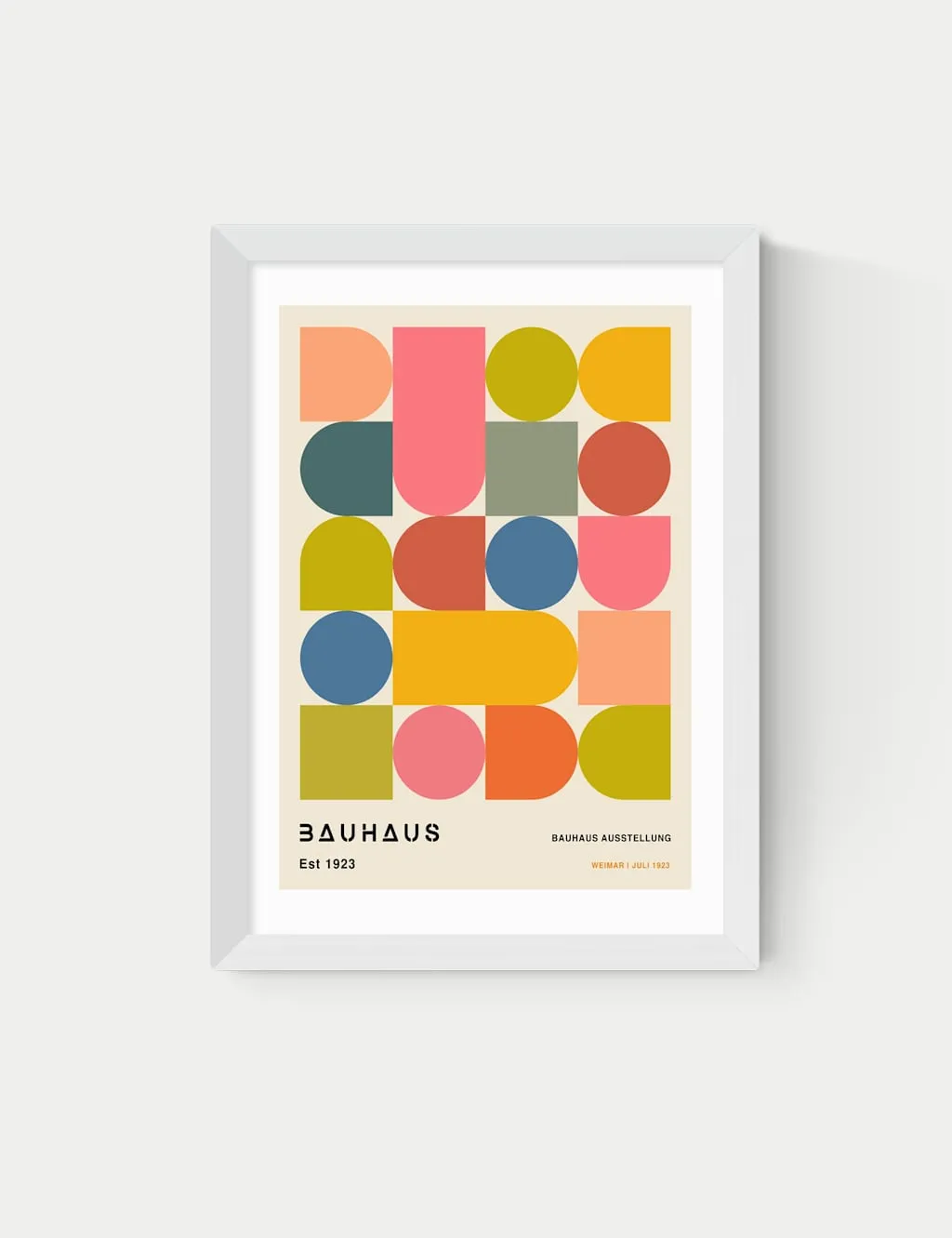 Luxe Poster Co Bauhaus Shapes Framed Art - White, Wood product