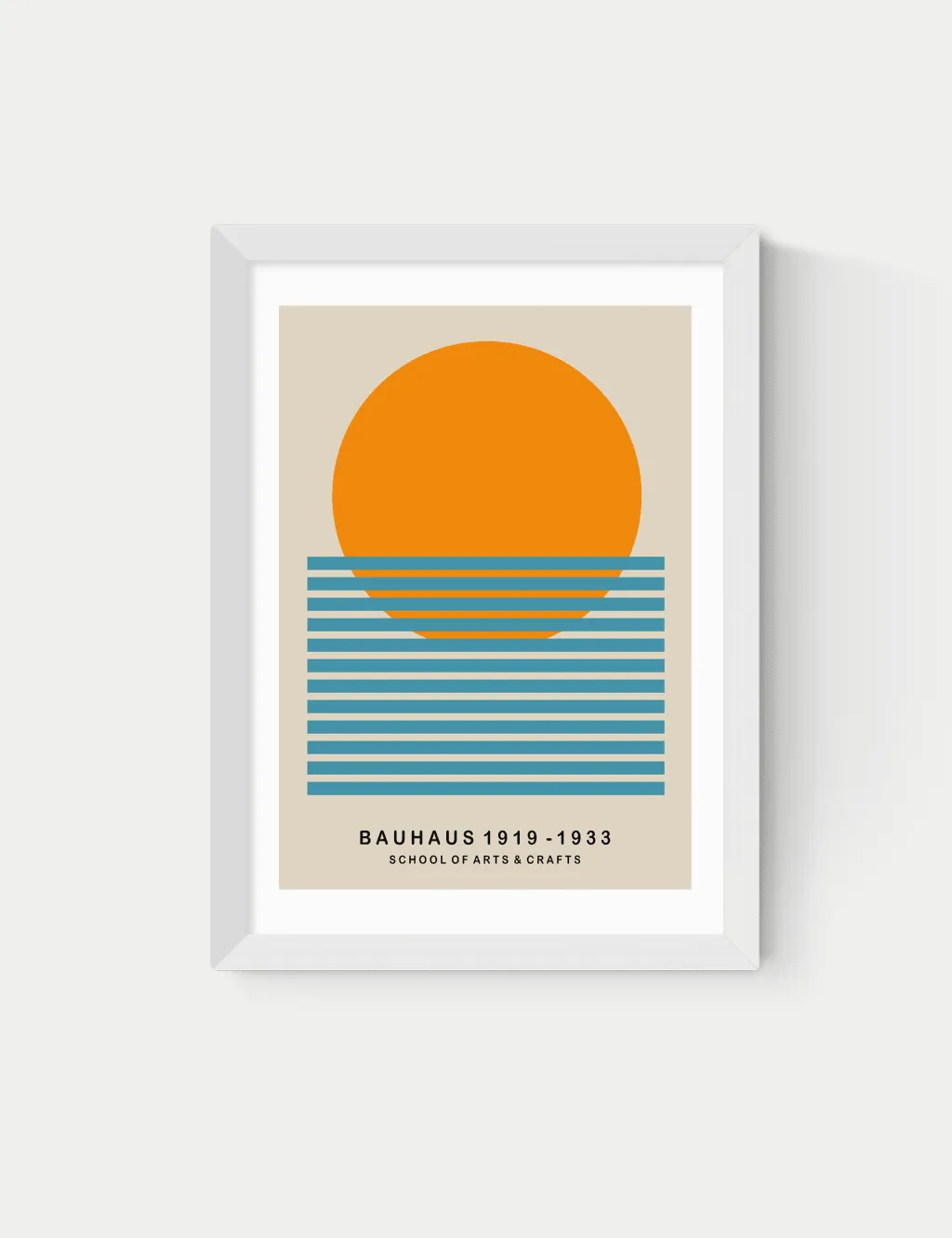 Mid Century Sun Bauhaus Framed Art - White product
