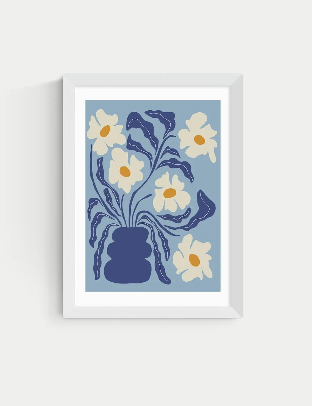 Miho Art Studio Blue Moon Flower Pot Framed Art Print - White product