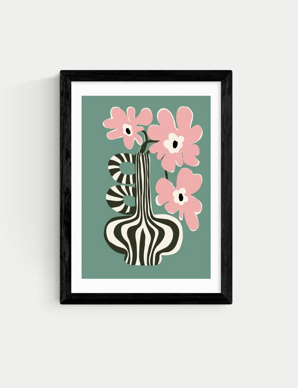 Miho Art Studio Floral Stripe Framed Art Print - Black product