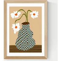 Miho Art Studio Party Floral Pottery Framed Art Print - Natural alternate view