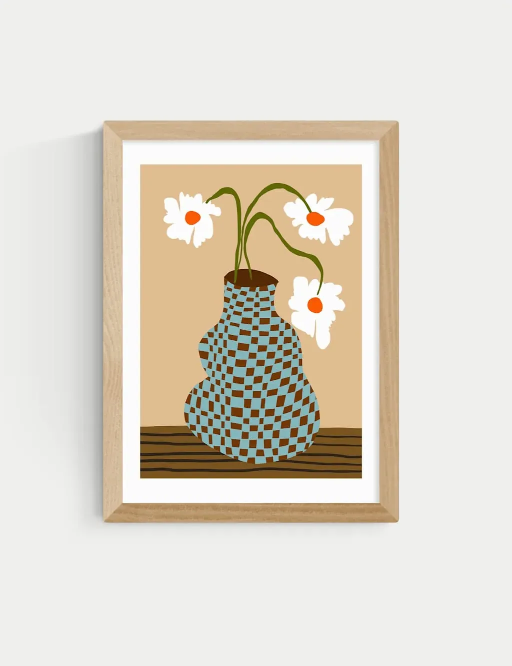 Miho Art Studio Party Floral Pottery Framed Art Print - Natural product