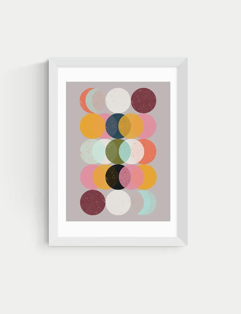 Moods and Moons Framed Art Print - White, Wood product