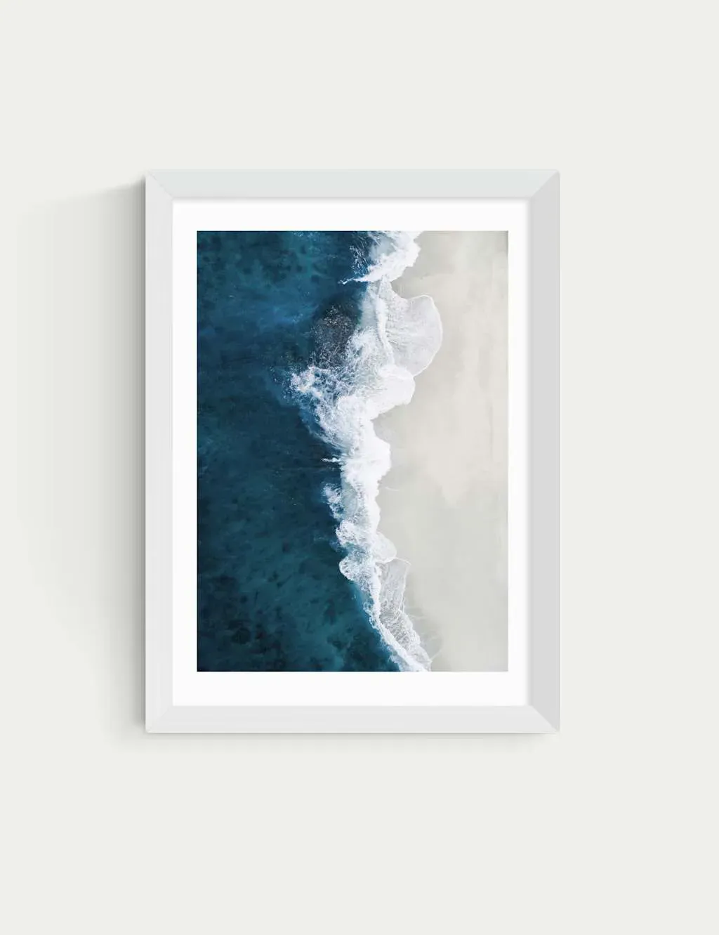 Oh Fine! Art Ocean Aerial Framed Art Print - White, Wood product