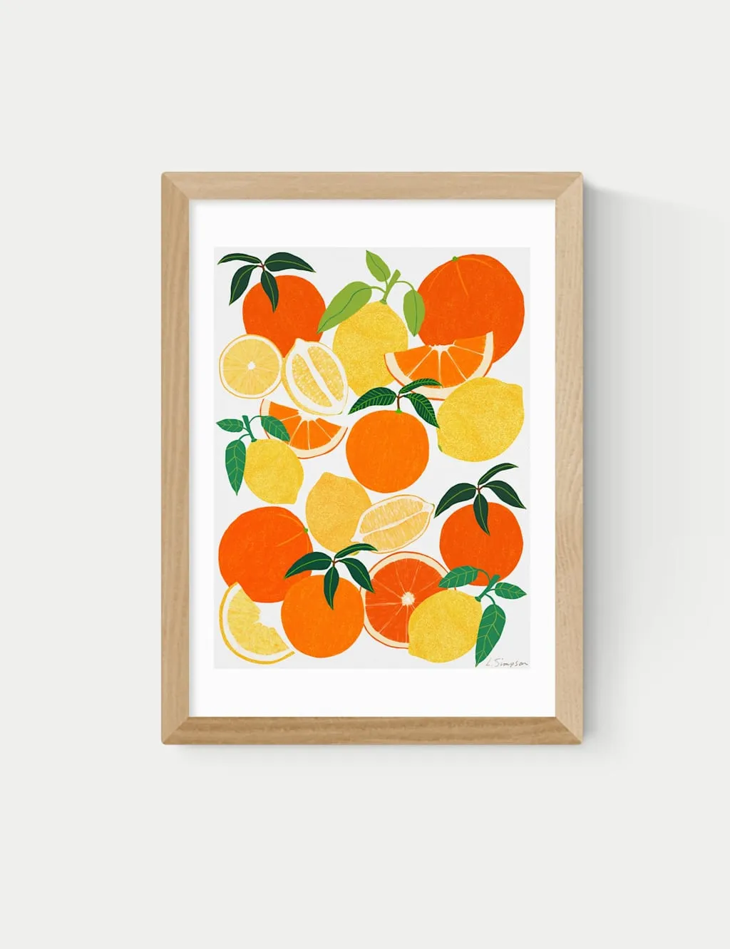 Orange and Lemon Harvest Framed Art - Natural, Wood product