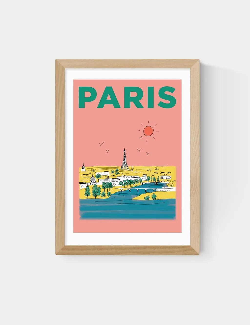 Places & Spaces Paris France Framed Art - Natural, Wood product