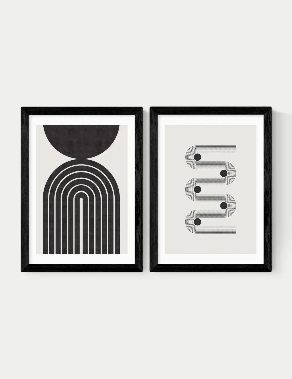 Retro Monochrome Twin Set Framed Art - Black product