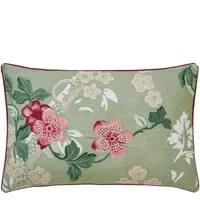 Eagle House Embroidered Bolster Cushion - Green Mix, Cotton alternate view