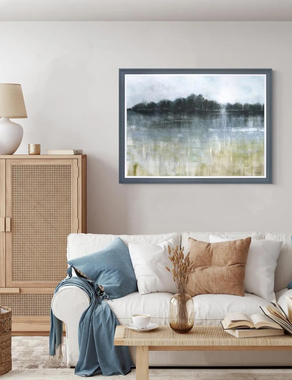 Adrift Nature Rectangle Framed Wall Art - Blue product