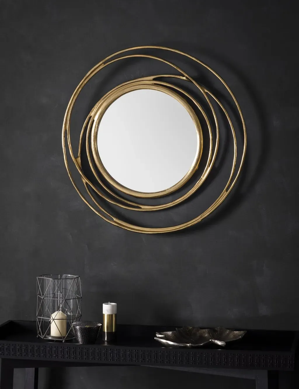 Allende Round Wall Mirror - Gold product