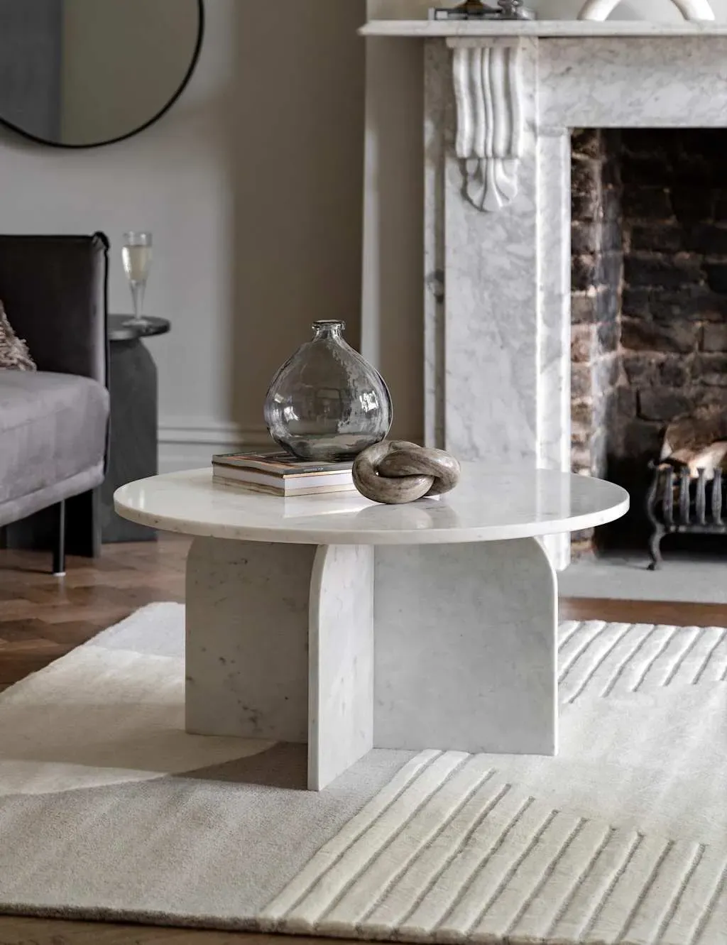 Amalfi Round Coffee Table - White, Marble product