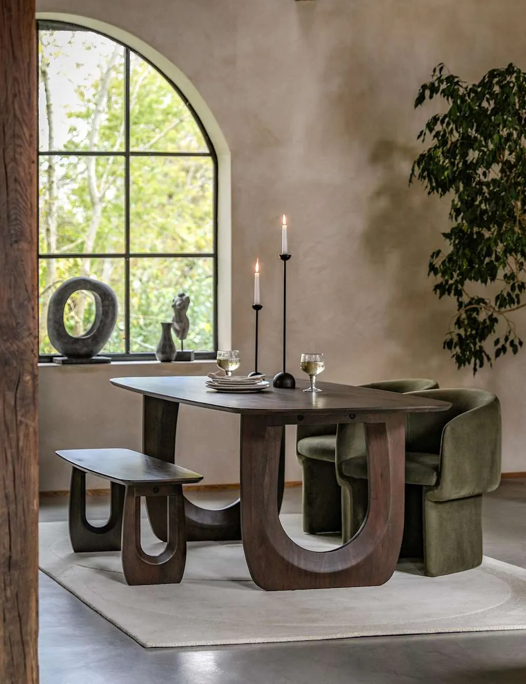 Arc Rectangle Dining Table - Brown, Mango Wood product