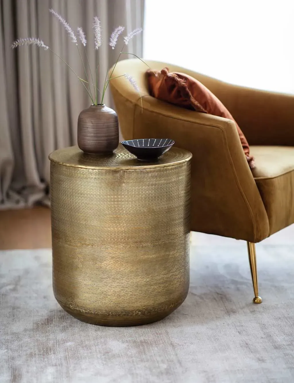 Ashta Round Side Table - Brown Mix, Metal product
